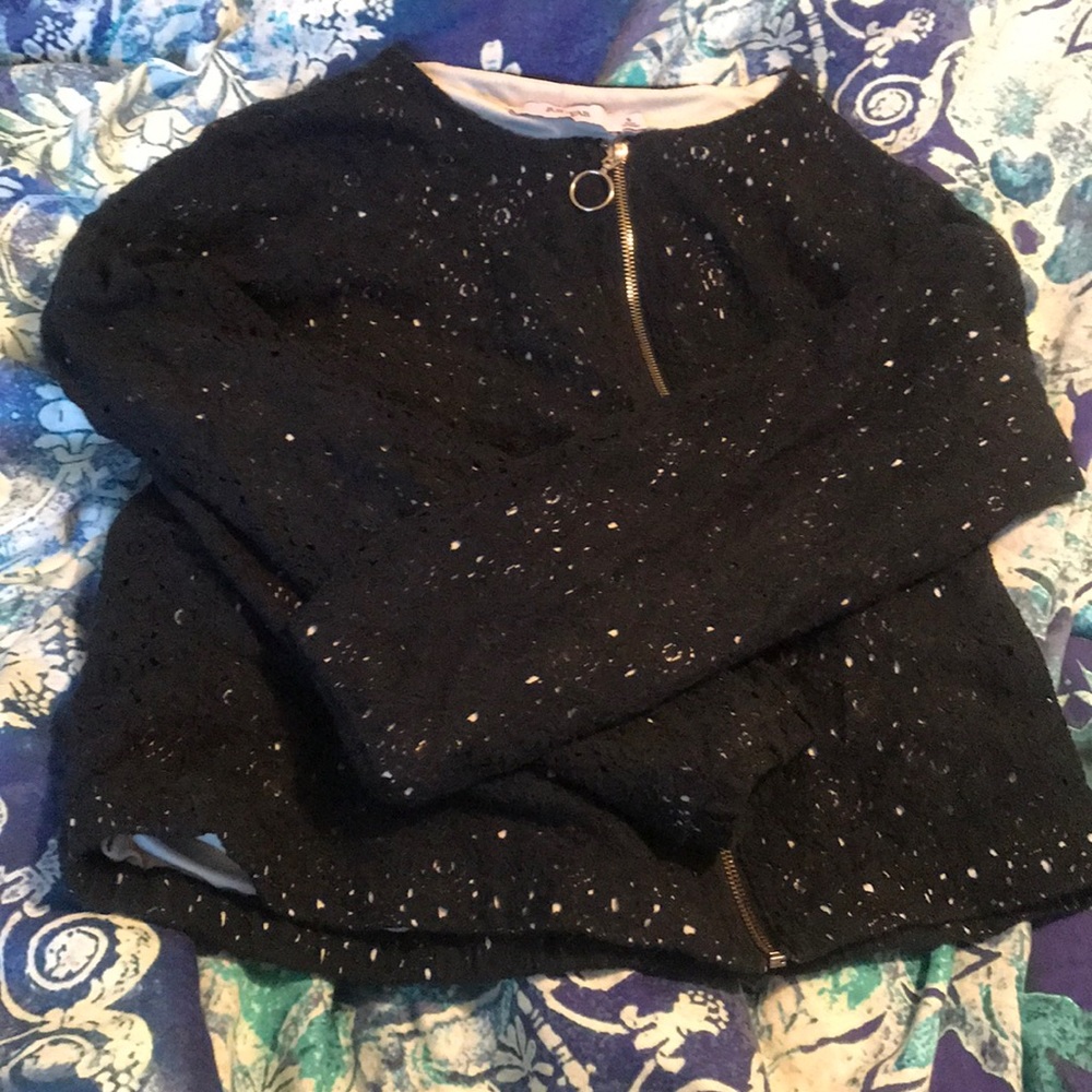 Black Crochet bomber jacket